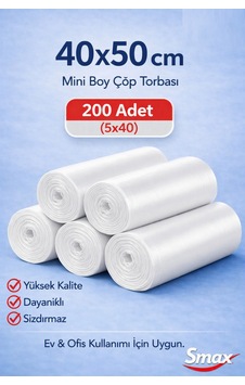 Mini Boy Çöp Torbası 40x50 Cm Şeffaf 200 Lü 5 40 Ev & Ofis Tipi Küçük Çöp Poşeti