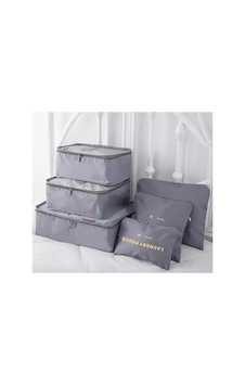 6 Parça Seyahat Düzenleyici Set Gri Gri