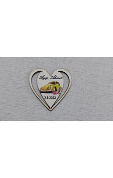 Kara Bilişim Söz Nişan Nikah Düğün Kalpli Vosvos Magnet 7 CM 25 Adet