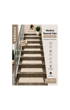 Kendinden Yapışkanlı Basamak Halısı Halıflex Kaymaz Krem 22 Cm X 78 Cm Krem Krem