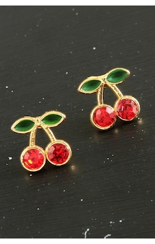 Kiraz Taşlı Minik Küpe - Kırmızı N145 Kiraz Taşlı Minik Küpe - Kırmızı N145