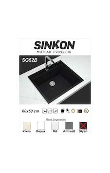 Sinkon Siyah Granit Eviye 60 x 53 - Sg52B - Sinkon Sinkon Siyah Granit Eviye 60 x 53 - Sg52B - Sinkon