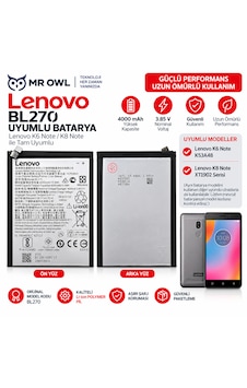 Lenovo K6 Note K53a48 / K8 Note Xt1902 Uyumlu Bl270 4000 Mah Li-ıon Polymer Batarya Lenovo K6 Note K53a48 / K8 Note Xt1902 Uyumlu Bl270 4000 Mah Li-ıon Polymer Batarya
