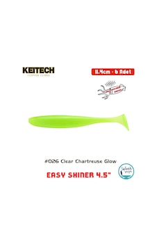 Keitech Easy Shiner 11.4cm 4.5" 026 Clear Chartreuse Glow Kokulu Silikon Balık Keitech Easy Shiner 11.4cm 4.5" 026 Clear Chartreuse Glow Kokulu Silikon Balık