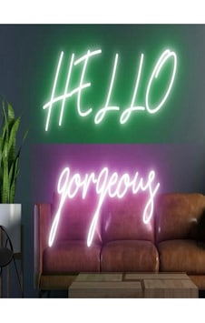 Twins Led Hello Gorgeous Yazılı Neon Tabela Yeşil-pembe Model:model:20313366 Twins Led Hello Gorgeous Yazılı Neon Tabela Yeşil-pembe Model:model:20313366