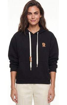 Onloox Kadın Siyah Siyah Şardonlu Esnek Kumaş Kapüşonlu Salaş Kesim Nakış İşlemeli Kanguru Cepli Sweatshirt Onloox Kadın Siyah Siyah Şardonlu Esnek Kumaş Kapüşonlu Salaş Kesim Nakış İşlemeli Kanguru Cepli Sweatshirt