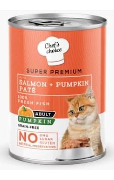 Chef's Choice Somonlu Ve Bal Kabaklı Tahılsız Ezme Yetişkin Kedi Konservesi 400 Gr Chef's Choice Somonlu Ve Bal Kabaklı Tahılsız Ezme Yetişkin Kedi Konservesi 400 Gr