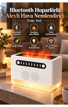 Castu Fs301 Bluetooth Hoparlörlü Alevli Hava Nemlendirici & Doğa Sesli Castu Fs301 Bluetooth Hoparlörlü Alevli Hava Nemlendirici & Doğa Sesli