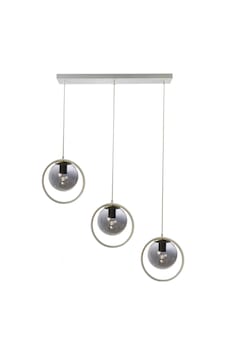 Nina Modern Salon - Mutfak - Yatak Odası Yemek Masası Üstü Metal Halkalı Sıralı 3 Lü Avize Beyaz Füme Beyaz Füme Nina Modern Salon - Mutfak - Yatak Odası Yemek Masası Üstü Metal Halkalı Sıralı 3 Lü Avize Beyaz Füme Beyaz Füme