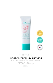 Hassas Ve Akneli Ciltler İçin Güneş Kremi 3ha Clear Cica Sun Cream Spf 50+ Pa +++