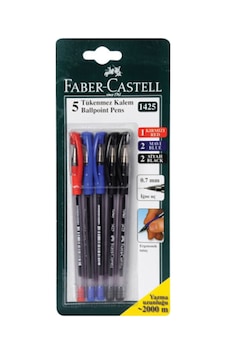 Faber Castell 1425 Renkli Tükenmez Kalem 5li 12likarışık Faber Castell 1425 Renkli Tükenmez Kalem 5li 12likarışık
