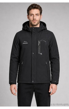 Freemen Erkek Kapüşonlu İçi Kürklü Su Ve Rüzgar Geçirmez Outdoor Softshell Mont-414 Siyah Freemen Erkek Kapüşonlu İçi Kürklü Su Ve Rüzgar Geçirmez Outdoor Softshell Mont-414 Siyah
