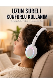 Nm Store Beyaz Kablosuz Bluetooth Kulaklık Mikrofonlu Ergonomik Kulak Üstü Tasarım Nm Store Beyaz Kablosuz Bluetooth Kulaklık Mikrofonlu Ergonomik Kulak Üstü Tasarım