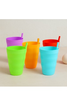 3'lü Pipetli Plastik Bardak 60'lı Paket Çok Renkli 3'lü Pipetli Plastik Bardak 60'lı Paket Çok Renkli