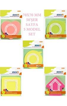 70x70 Mm 50'şer Sayfa Yapışkanlı 5 Model Set