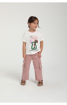 Escabel Kız Bebek Kargo Cepli İnce Pantolon Pembe Escabel Kız Bebek Kargo Cepli İnce Pantolon Pembe