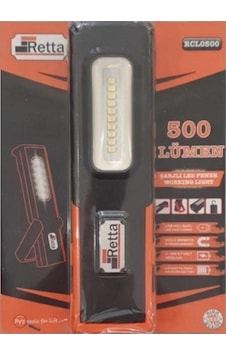Retta RCL0500 Şarjlı Led El Feneri 500 Lümen Siyah - Turuncu