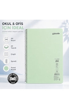 My Note Flex Pastel A4 60 Yaprak 60 Gr Spiralli Çizgili Defter Açık Yeşil My Note Flex Pastel A4 60 Yaprak 60 Gr Spiralli Çizgili Defter Açık Yeşil