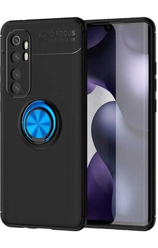Xiaomi Mi Note 10 Lite Kılıf Kamera Çıkıntılı Renkli Yüzüklü Standlı Mıknatıslı Kapak Ravel