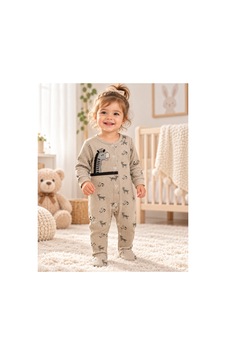 Messlife Zebra Desenli Bebek Tulumu Ekru - 929694384 Ekru Messlife Zebra Desenli Bebek Tulumu Ekru - 929694384 Ekru