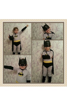Batman Gri Çocuk Kostümü Pelerinli Yarasa Adam Doğum Günü Kıyafet