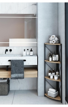 4 Raflı Banyo Rafı Köşe Metal Çok Amaçlı Dekoratif Raf Atlantik Çam 4 Raflı Banyo Rafı Köşe Metal Çok Amaçlı Dekoratif Raf Atlantik Çam