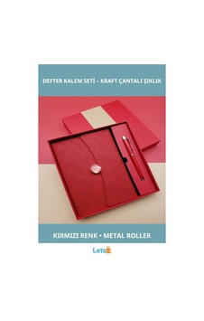 Şık Kırmızı Deri Defter Metal Roller Kalem Hediye Seti Şık Kırmızı Deri Defter Metal Roller Kalem Hediye Seti
