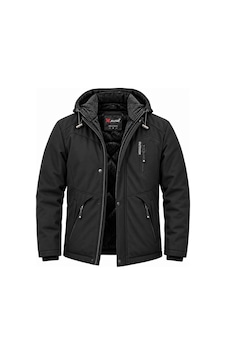 Classics Men Outdoor Kapüşonlu Su Ve Rüzgar Geçirmez Kapitone İçi Kürklü Elyaf Dolgulu Softshell Mont 7821 Siyah