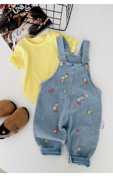 Miniğimin Cicileri Minik Çiçek İşlemeli Kısa Kol Kız Bebek 2 ... Sarı Miniğimin Cicileri Minik Çiçek İşlemeli Kısa Kol Kız Bebek 2 ... Sarı