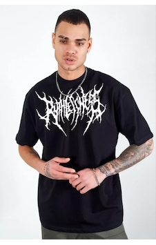 Modi Unisex Bisiklet Yaka Baskılı Oversize T-shirt - Siyah - Mymg104406 Modi Unisex Bisiklet Yaka Baskılı Oversize T-shirt - Siyah - Mymg104406