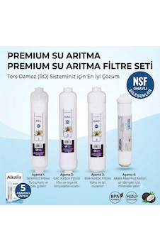 Alkalix 5 Aşamalı Premium Su Arıtma Filtre Seti - Nsf Onaylı Hindistan Cevizi Karbonlu Ters Ozmoz Ro Uyumlu Ev Tipi Su Filtresi Membransız - Alkalix 5 Aşamalı Premium Su Arıtma Filtre Seti - Nsf Onaylı Hindistan Cevizi Karbonlu Ters Ozmoz Ro Uyumlu Ev Tipi Su Filtresi Membransız -