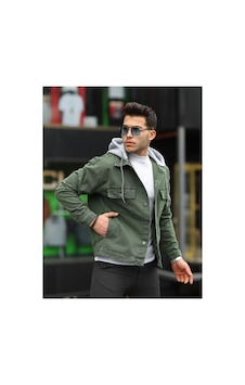 Little Cup Erkek Haki Çıkarılabilir Kapüşonlu Oversize Kot Ceket Little Cup Erkek Haki Çıkarılabilir Kapüşonlu Oversize Kot Ceket