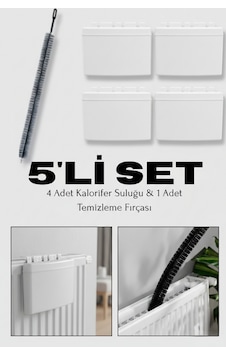 5'li Set, 4 Adet Kalorifer Petek Suluğu 1 Petek Temizleme Fırçası, Nemlendirici Petek Temizleyici Beyaz Beyaz 5'li Set, 4 Adet Kalorifer Petek Suluğu 1 Petek Temizleme Fırçası, Nemlendirici Petek Temizleyici Beyaz Beyaz