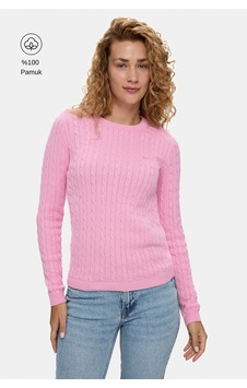 UCLA Shanu Pembe Bisiklet Yaka %100 Pamuk Nakışlı Standard Fit Kadın Triko UCLA Shanu Pembe Bisiklet Yaka %100 Pamuk Nakışlı Standard Fit Kadın Triko