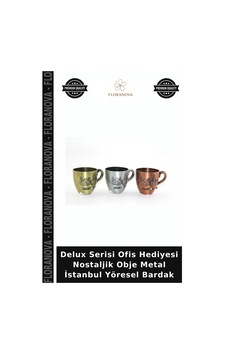 Delux Serisi Ofis Hediyesi Nostaljik Obje Metal İstanbul Yöresel Bardak Çok Renkli