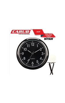 Carub Zaman Saati Araç Tekne Yapışma+ Klips 4 Cm Çap Siyah Carub Zaman Saati Araç Tekne Yapışma+ Klips 4 Cm Çap Siyah