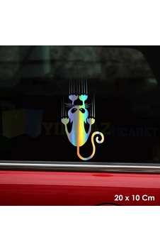 Tırmalayan Kedi Yeni Süper Hologram Oto Sticker