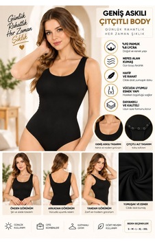 Kadın Geniş Askılı Çıtçıtlı Body Siyah, Esnek Kumaş, Vücuda Oturan Basic Kadın Body - Ryl - 2701 Diğer Kadın Geniş Askılı Çıtçıtlı Body Siyah, Esnek Kumaş, Vücuda Oturan Basic Kadın Body - Ryl - 2701 Diğer