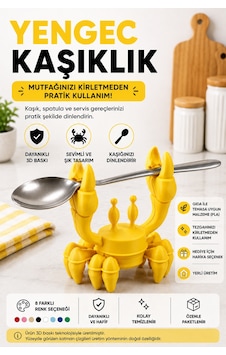 3d Baskı Yengeç Kaşıklık Mutfak Tezgahı Kaşık Dinlendirme Aparatı - Sarı 3d Baskı Yengeç Kaşıklık Mutfak Tezgahı Kaşık Dinlendirme Aparatı - Sarı