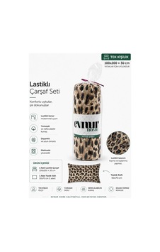Leopar Desen Lastikli Çarşaf Seti Yastık Kılıflı Leopar