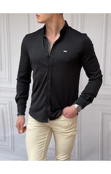 Modefendi Slimfit Merserize Pamuk Uzun Kollu Gömlek Siyah Modefendi Slimfit Merserize Pamuk Uzun Kollu Gömlek Siyah