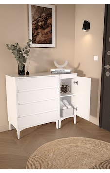 Df11105 Şifonyer 4 Çekmeceli Kapaklı Raflı Çok Amaçlı Depolama Dolabı, Ayakkabılık, Modern Şifonyer Beyaz Df11105 Şifonyer 4 Çekmeceli Kapaklı Raflı Çok Amaçlı Depolama Dolabı, Ayakkabılık, Modern Şifonyer Beyaz