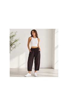 Mixxtrend Kadın Tencel Mom Kalıp Havuç Pantolon Kahverengi Mixxtrend Kadın Tencel Mom Kalıp Havuç Pantolon Kahverengi