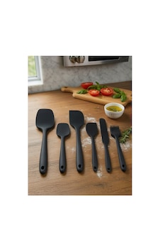6'lı Siyah Silikon Spatula Seti Isıya Dayanıklı Pasta Kek Hamur Kazıyıcı Ve Fırça Seti Yapışmaz Tencere Tava Uyumlu Mutfak Gereçleri Siyah Siyah