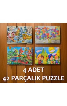 42 Parça Eğitici Ve Öğretici Çocuk Çocuklar Için Puzzle Yapboz Yap Boz 4 Adet 20 x 30 Cm