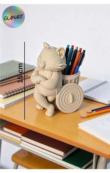 3 Boyutlu Kedi Figürlü Masa Üstü Kalemlik 3d Filament 1 Adet Bej 3 Boyutlu Kedi Figürlü Masa Üstü Kalemlik 3d Filament 1 Adet Bej