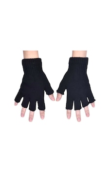 Yarım Parmak Kesik Siyah Eldiven Unisex 1 Çift Sıcak Tutan Yün Kı Siyah Yarım Parmak Kesik Siyah Eldiven Unisex 1 Çift Sıcak Tutan Yün Kı Siyah