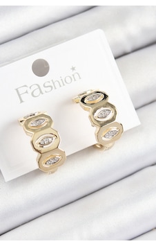 Pirinç Zirkon Taşlı Damla Figürlü Halka Model Gold Renk Kadın Küpe Çok Renkli Pirinç Zirkon Taşlı Damla Figürlü Halka Model Gold Renk Kadın Küpe Çok Renkli