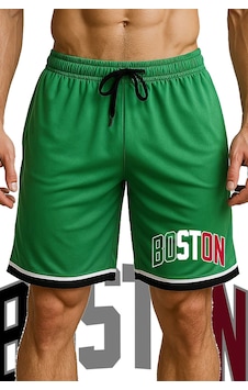 Top Glory Cepli Boston Baskılı Basketbol Şortu Spor Şort