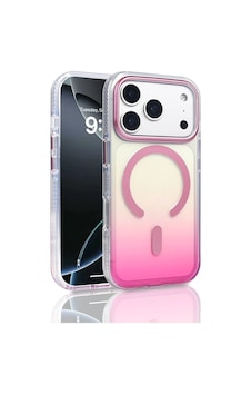 Apple iPhone Uyumlu 17 Pro Kılıf M-safe Şarj Özellikli Transparan Renk Geçişli Zore Toros Kapak Rose Pembe Apple iPhone Uyumlu 17 Pro Kılıf M-safe Şarj Özellikli Transparan Renk Geçişli Zore Toros Kapak Rose Pembe